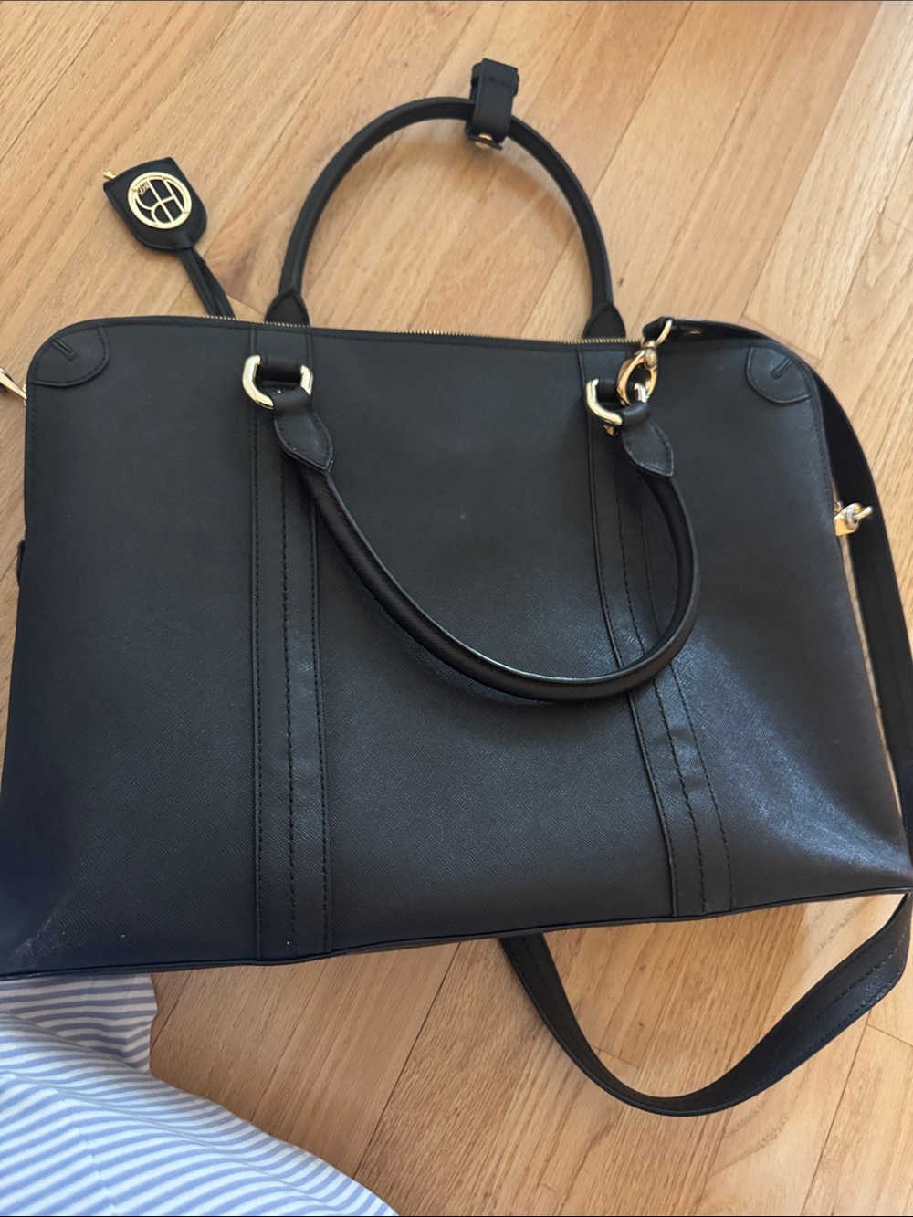 henri bendel Black Leather Satchel with Gold Hardware - Picture 6 of 7
